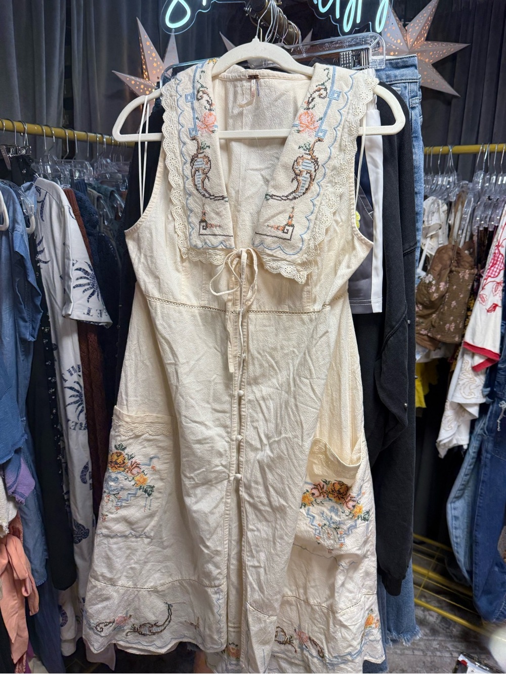 NWOT Free People Allie Embroidered Vest- Ivory - Picture 8 of 11